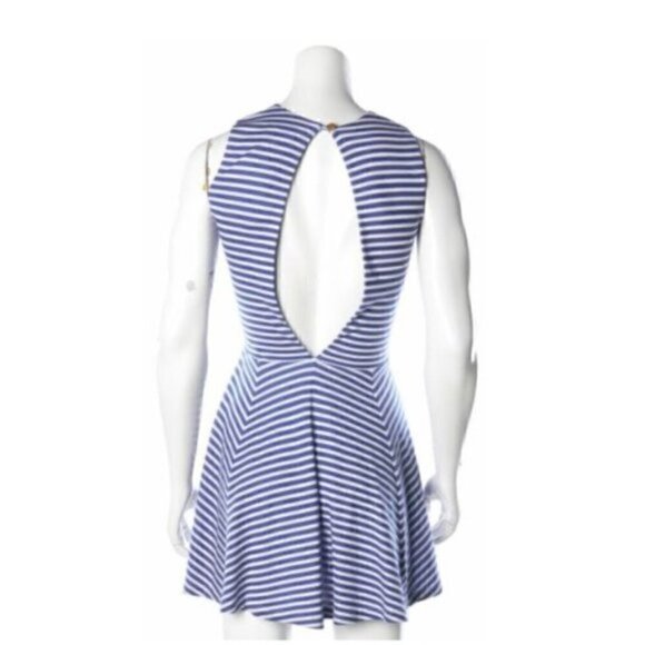 Opening Ceremony Dress XS Seam Cross Panel Tencel Back Cut Out Blue New York - Picture 10 of 13